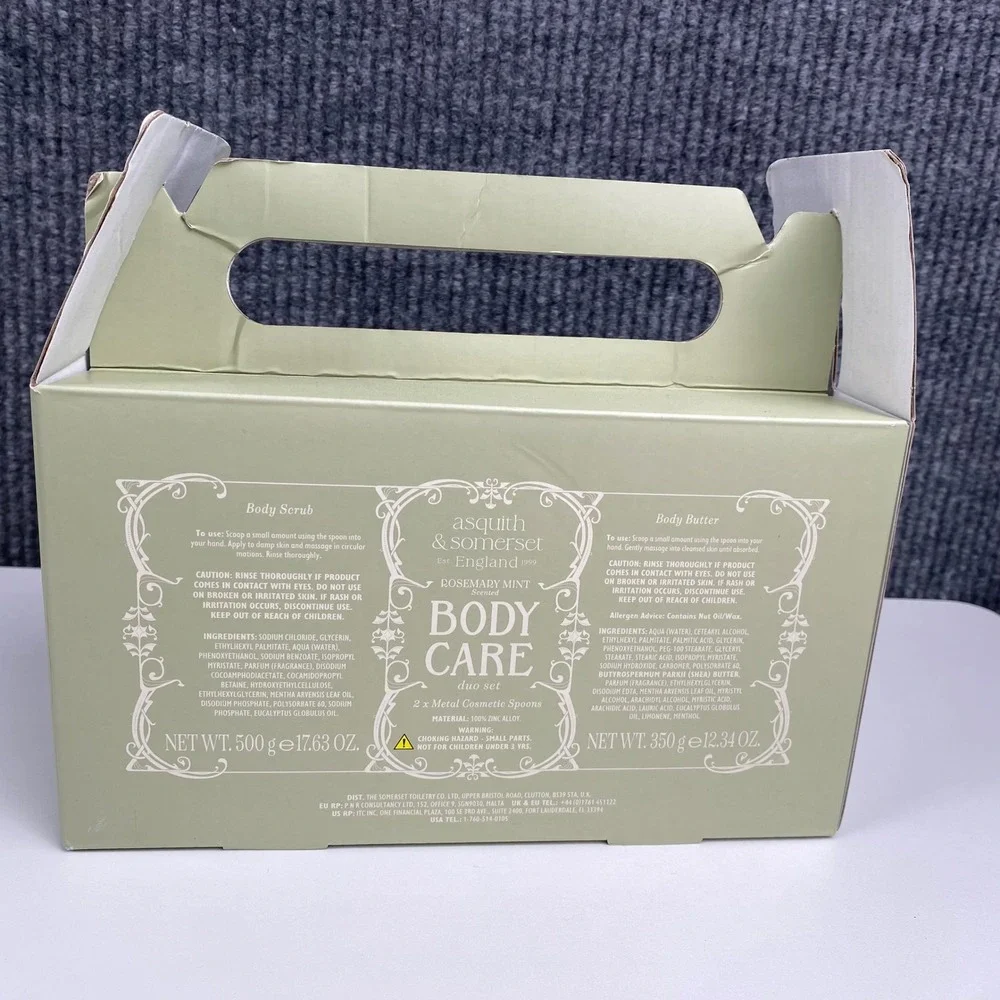 Asquith & Somerset Rosemary Mint Body‎ Care Duo Set Scrub & Butter with Spoons